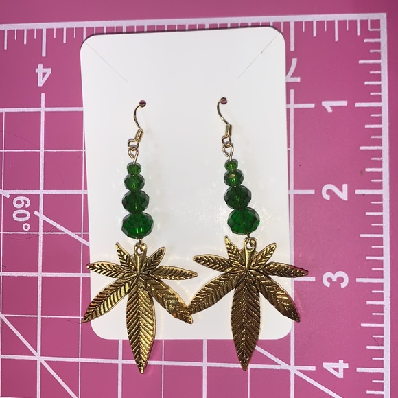 Handcrafted 420 Drop Dangle Earrings with Green Sheer Faceted Glass Beads - Picture 17 of 17